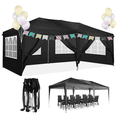thumbnail image 6 of SANOPY 10' x 20' EZ Pop Up Canopy Tent Party Tent Outdoor Event Instant Tent Gazebo with 6 Removable Sidewalls and Carry Bag, Black, 6 of 14