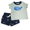 Carters Infant Boys 2 Piece Navy Blue Great Catch Whale T-Shirt & Shorts Set 3m
