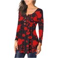 thumbnail image 3 of Camisas Para Mujer Camiseta Casual Impreso Manga Larga Cuello Redondo Fruncido Jersey Blusa Tops Odeerbi ODB128240, 3 of 6