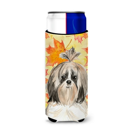 

Carolines Treasures CK1826MUK Fall Leaves Shih Tzu Michelob Ultra Hugger for slim cans Slim Can multicolor