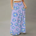 thumbnail image 2 of WTOBBY Women's Floral Print Foldable High Waist Casual Skirt with Convenient Pocket, Draped Relaxed Long Maxi Skirt for Everyday Comfort and Errand Running,Purple Pink L, 2 of 5