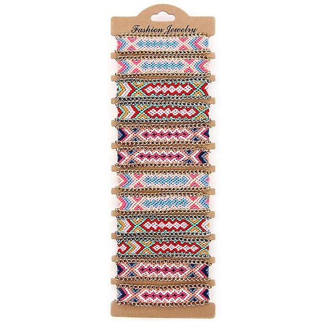 Pulseras tejidas delicadas para mujer, cadena de mano ajustable, impresión religiosa