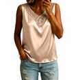 thumbnail image 4 of ByworldtasicWomens Elegant Satin Wide Straps Tank V-Neck Sleeveless Camisole, 4 of 5