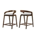 thumbnail image 2 of GDF Studio Modern Upholstered Counter Stools, Ergonomic Design, Solid Wood Frame, Light Gray+Walnut, Set of 2, 2 of 2