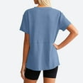 thumbnail image 6 of Womens Waffle Spring Clothes, Short Sleeve Shirts for Women Fashion Loose Fit Solid Color Notch V Neck T-Shirts, 6 of 6