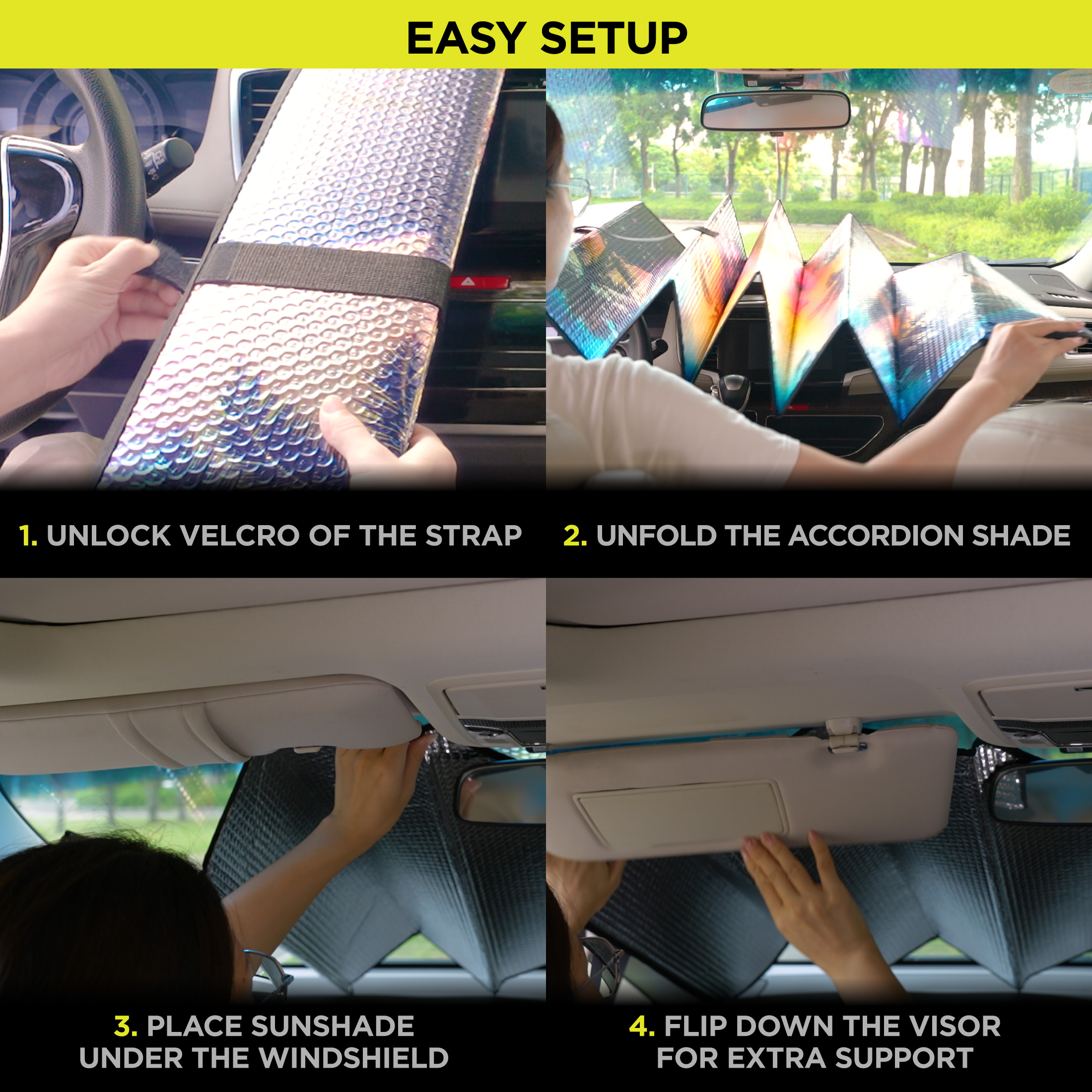 Auto Drive Tropical Accordion Sunshade, 63" x 28.5" photo 5