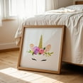 thumbnail image 6 of Cute Unicorn, Magical Unicorn, Fairy Tale, Girl Nursery - Illustration Watercolor Floral Fantasy Whimsical Oak Framed Wall Art Print 16 x 16 inches, 6 of 8