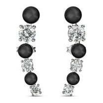 Cate & Chloe Juniper "Graceful" 18k White Gold Plated Wrap Earrings with Swarovski and Black Beads for Women