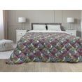thumbnail image 1 of Birds Down Alternative Comforter, Minimal Colorful Symmetric Avian Animal Repetition of Exotic Parrots in Vivid Colors, Microfiber Quilt for All Season, 5 Sizes, Multicolor, by Ambesonne, 1 of 3