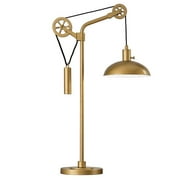 Hudson & Canal TL0718 Neo Brass Table Lampwith Spoke Wheel Pulley System