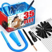 DRYVENCK 35-Feet Dryer Vent Cleaner Kit, Dryer Cleaning Tools, Include Omnidirectional Blue Dryer Lint Vacuum Attachment, Dryer Vent Brush, Universal Vacuum & Dryer Adapters