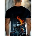 thumbnail image 2 of Men's Flame Drummer Printed T-Shirt - Lightweight Summer Crew Neck Short Sleeve T-Shirt with Drum Pattern, Comfortable Casual Edition, Suitable for Home, Restaurant and Leisure, Machine Washable, 2 of 6