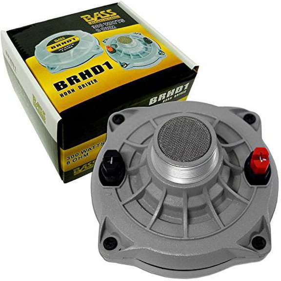 Bass Rockers 300W Compression Horn Driver Screw-On 1" Throat (BRHD1) 150W RMS 2"Replacebable Voice Coil, Very Loud 107dB for Great Tweet High Frequency Car, Home, DJ, Pro Audio Sound Systems