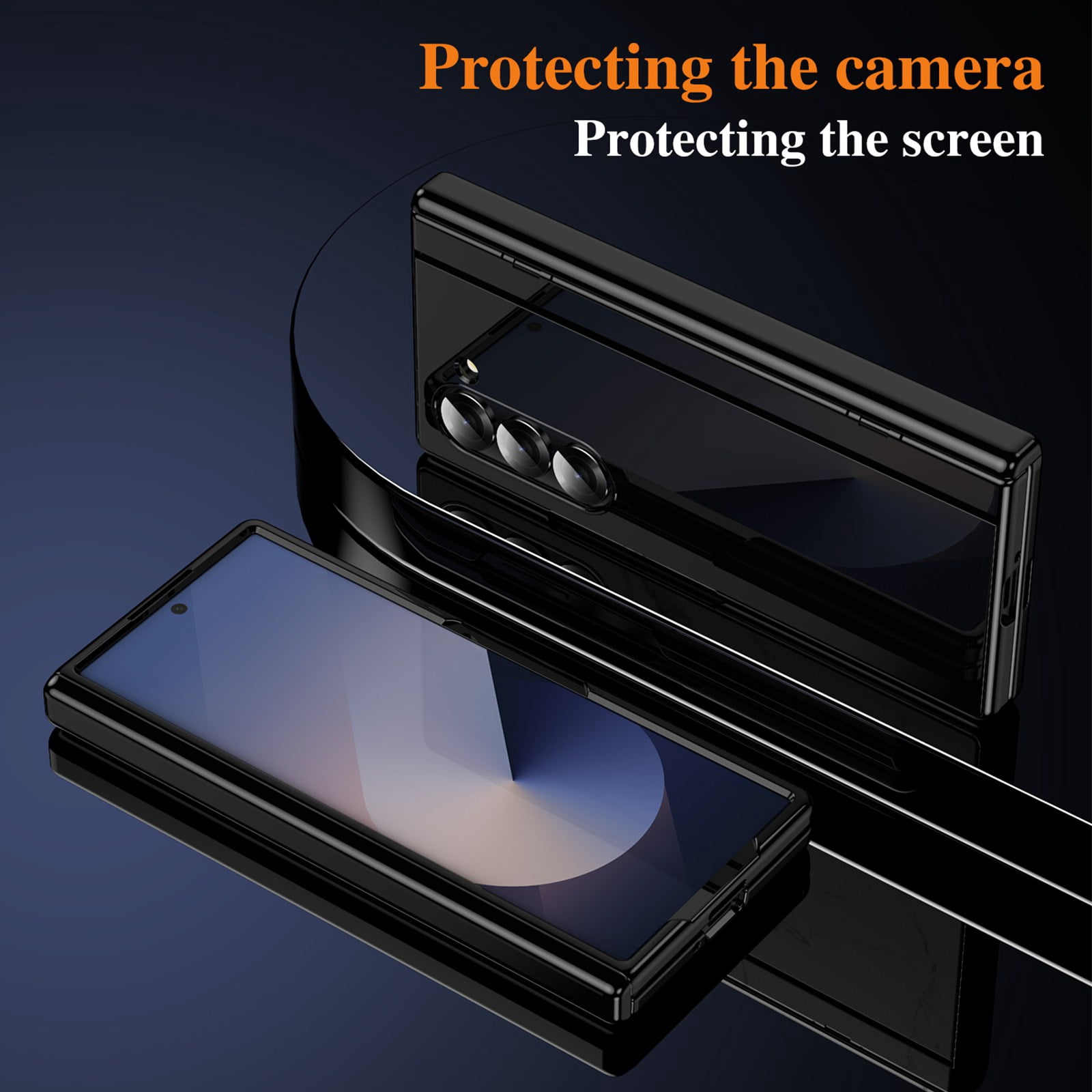 ELEHOLD Rugged Case for Samsung Galaxy Z Fold 3 Case,Built-in Screen Protector Flip Kickstand Hinge Protection Slim Full Body Protective Phone Case for Samsung Galaxy Z Fold 3,Black
