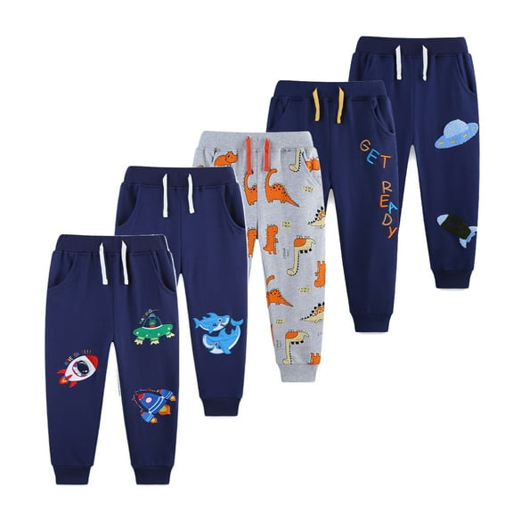 Bellafa Toddler Boy Sports Pants Casual Cotton Sweatpants Dinosaur Graphic Kids Active Jogger Pants For 2-7T Child