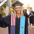 thumbnail image 3 of Saint Lucia & USA United States Flag Shawl Sash Stole Graduation Shawls Wraps Scraf For International Study, 3 of 5