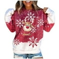 thumbnail image 3 of Pull à Capuche pour Femmes de Noël Veste Douce Mi-Longue Chandail en Molleton Imprimé Graphique Mode Manches Longues Fermeture Blouse Col Rond Cardigan d'Hiver, 3 of 6