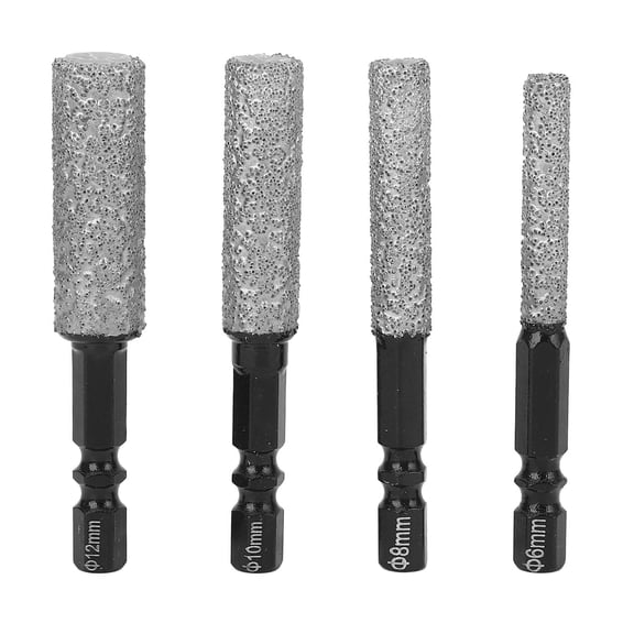 Yajisi 4‑Pack Diamond Drill Bits – Hex Shank, 6‑12 mm, Dry‑Drill & Light Grinding for Marble, Ceramic & Glass Tiles