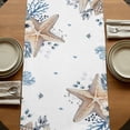 thumbnail image 5 of Table Runners 108 Inches Long Dress Scarves, Blue Beige Coastal Farmhouse Coffee/Dining/Kitchen Table Runner for Living Room, Beach Starfish Summer Eucalyptus 13x108 Inch, 5 of 9