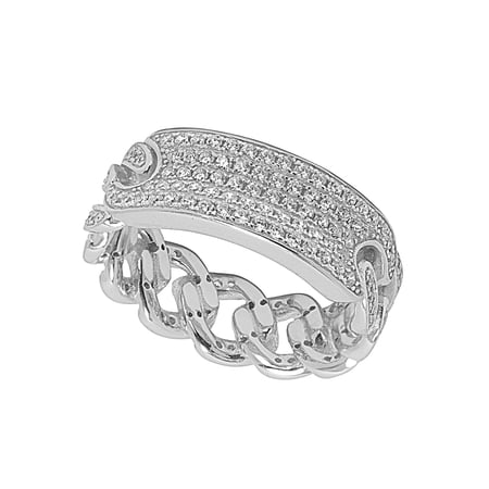 Cate & Chloe Mila 18k White Gold Plated Silver Infinity Chain Link Ring
