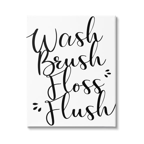 Stupell Industries Bathroom Rules Phrase Typography Painting Gallery Wrapped Canvas Print Wall Art, 16 x 20