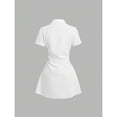 thumbnail image 2 of White Short Sleeve Shirt Dress With Collared Neck And Button Front, Fit & Flare Silhouette For Summer, 2 of 5