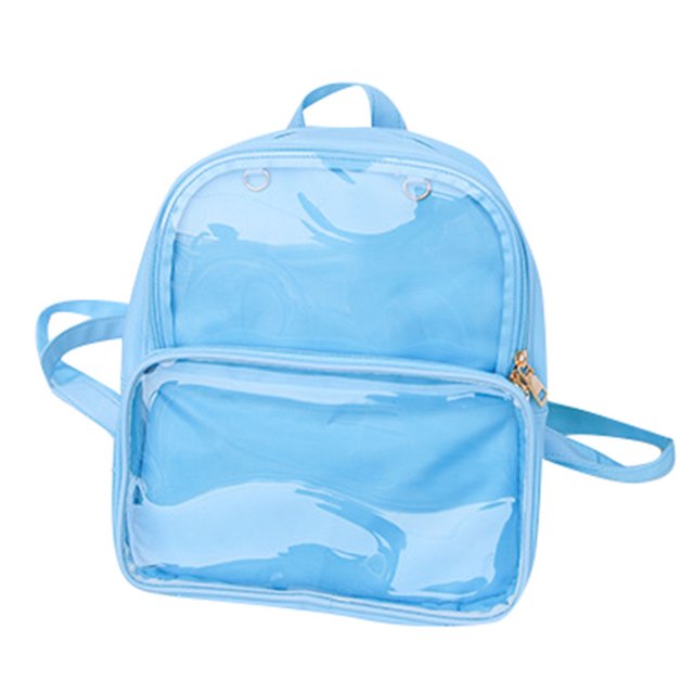 Minnieouse informal de moda para chicas y mujeres, transparente para adolescentes, bolsa de gelatina para estudiantes, bolsa de Carteras azul
