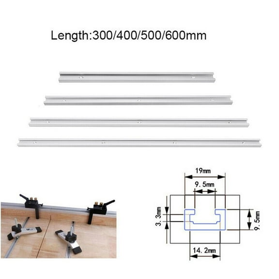 T Track Woodworking T-Slot Slide Track 300-600Mm Aluminium Alloy Miter T-Track Woodworking Bench T Slot External Size 19X9.5Mm 400Mm Smile Home