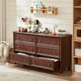 thumbnail image 3 of Farmhouse 6 Drawer Dresser, Rustic Wood Dresser Chest of Drawers for Bedroom，54'' Wide TV Stand with Large Drawers for Living Room, Red Oak, 3 of 8
