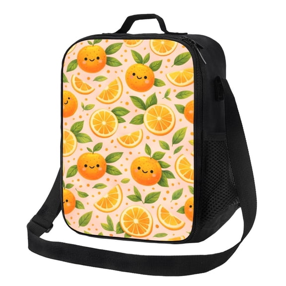 Citrus Orange Lunch Bag Insulated Thermal Lunch Box with Shoulder Strap & Handle for Women and Men
