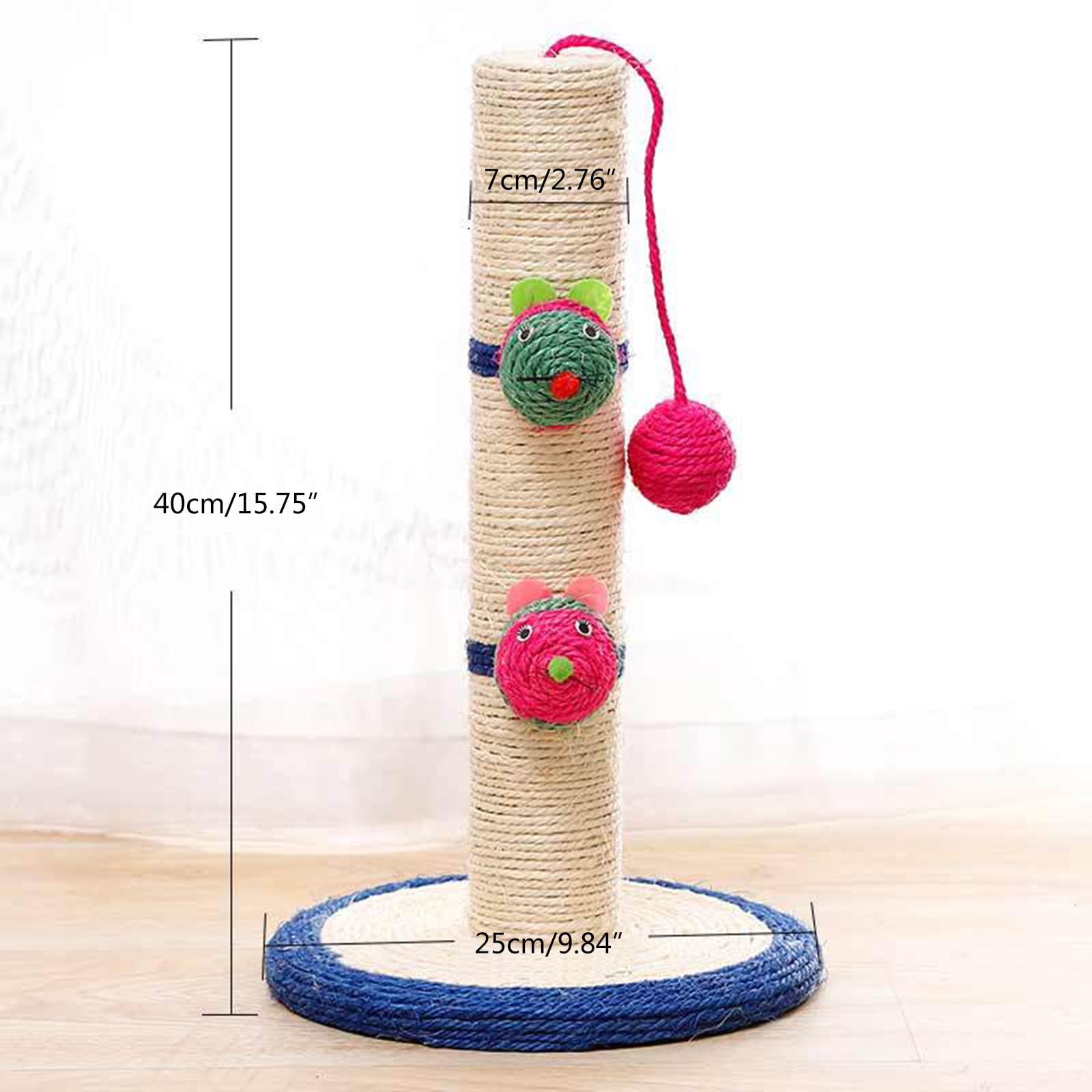 Cats Scratcher Scratching Post with Mice Toy Teaser Interactive Kitten SisalHemp Scratcher Toy Furniture Protectors