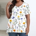 thumbnail image 2 of Sexlip Womens Short Sleeve V Neck Blouse Botanical Print Design Breathable Fabric Relaxed Silhouette for Daily Errands White XXXL, 2 of 6