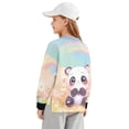 thumbnail image 2 of Xoenoiee Panda Heart Rainbow Flower Print Girls Oversized Sweatshirts Crewneck Sweaters Drop Shoulder Long Sleeve Side Slit Pullover Jumper Lightweight Tunic Top, 13-14 Years, 2 of 7