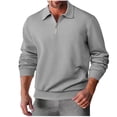 thumbnail image 3 of UVEASISHA Mens Quarter Zip Pullover Regular Fit Lightweight Knit Sweatshirts Fall Long Sleeve Lapel Sweater Tops Soft Casual Knitted Sweaters Christmas on Sale Gray 3XL, 3 of 10