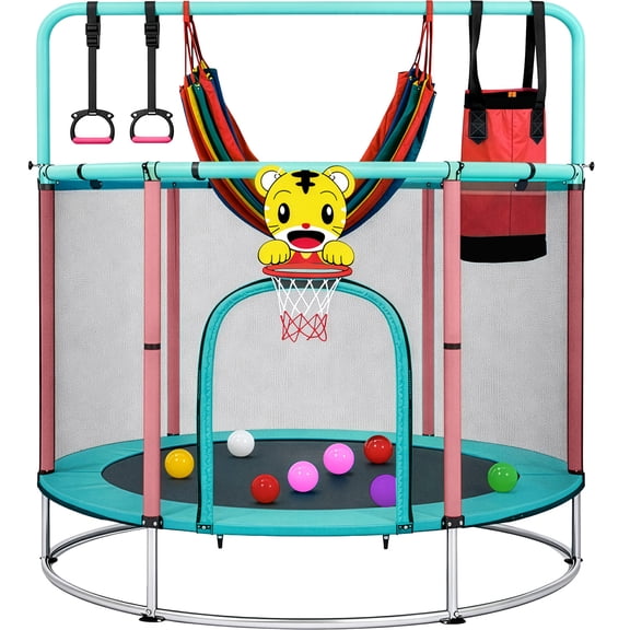 Trampolin para Niños Brincolin Infantil LITTLE MONKEY 142 cm Multijuego con Proteccion
