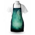 thumbnail image 3 of Halloween Apron Spooky Teal Forest Moon and Vain Branches Mystical Haunted Horror Rustic Imagery Print, Unisex Kitchen Bib Apron with Adjustable Neck for Cooking Baking Gardening, Teal, by Ambesonne, 3 of 3