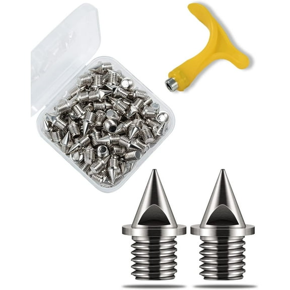 1/4 Inch Track Spikes, [120-Pcs] Replacement Spikes for Track Shoes, Alloy Steel Spikes for Cross Country/Track and Field/Running/Sprinting, with Storage Box and Wrench
