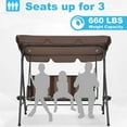 FETON Outdoor Patio Swing with Canopy,Porch Swing with Stand 3 Person