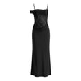 thumbnail image 6 of Women's Sexy Lace Maxi Dress High Split Spaghetti Strap Backless Wedding Guest Formal Dresses, Mother of The Bride Dresses(Black,L), 6 of 6