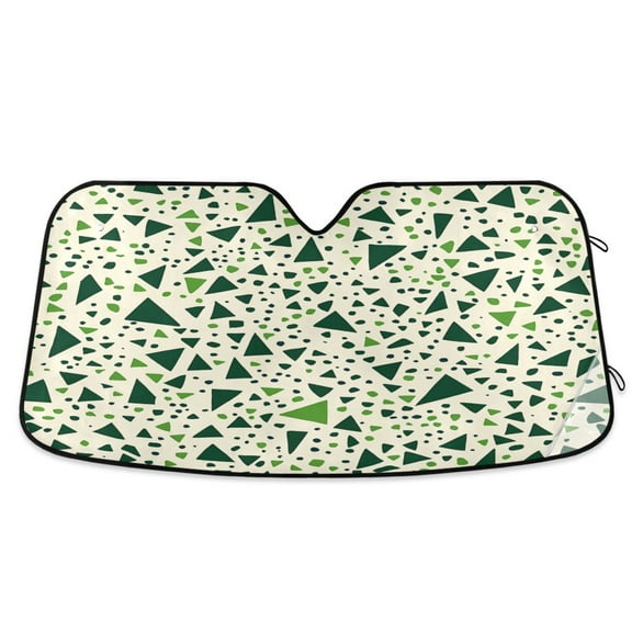 Yayeee Car Windshield Sun Shade Universal Fit Front Visor Protector, Green Triangles Pattern
