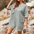 thumbnail image 6 of Diufon Athletic Romper for Women Solid Color Shorts Jumpsuit Short Sleeve Workout Overalls with Pockets, 6 of 7