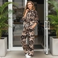 thumbnail image 3 of SCRAWLGOD Camo Forest Leaf Print Women's 2 Piece Outfits Long Sleeve Pullover Loose Sweatshirt Wide Leg Pants with Pockets Turtleneck Sweatsuit Loungewear Set, XS, 3 of 7