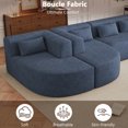 thumbnail image 6 of 144" Modular Upholstered Sofa, Free-Combined Sectional Couch with Two Curved Chaise Lounges, Five Back Pillows, Blue Boucle Fabric, Foam Seating, Modern L-Shaped Sofa for Living Room, 5 Seats, 6 of 9
