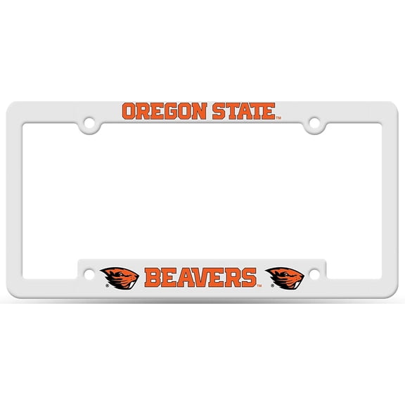 Oregon State NCAA Raised Letter White Plastic License Plate Frame