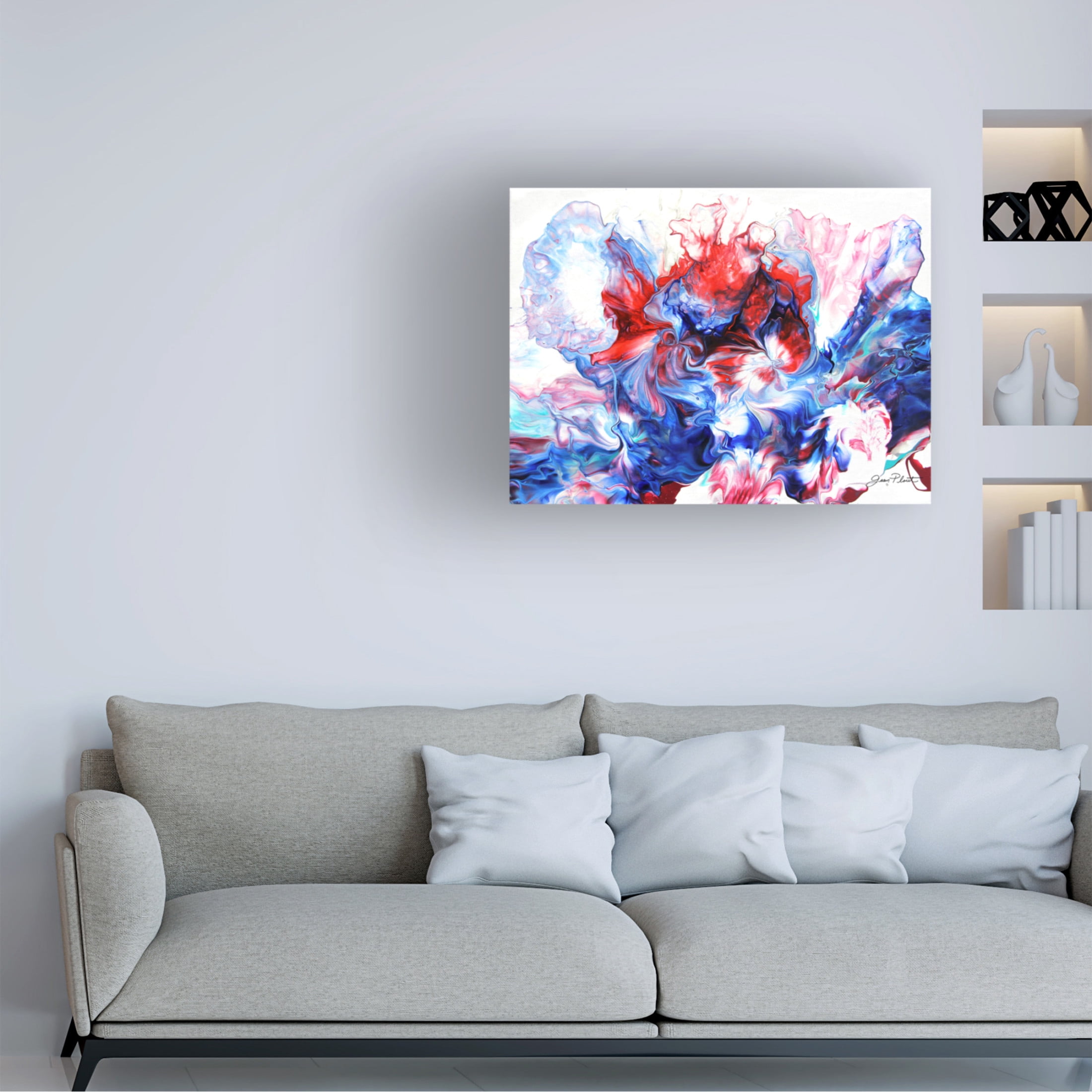 Canvas Wall Art - Jean Plout 'Abstract Pouring I' Wall Art for Living Room, Bedroom, or Office Décor by Trademark Fine Art - 19 x 14 Inches