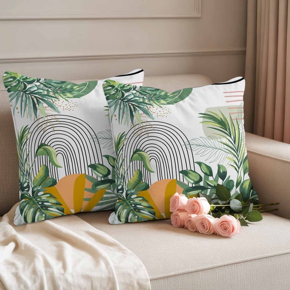 Outdoor Pillow Covers Watercolor Turtle Backwood Waterproof Pillow Cases 18x18 Set of 2, Bohemian Art Pink Line Throw Pillow Cover Pillowcase for Patio Balcony Couch Garden