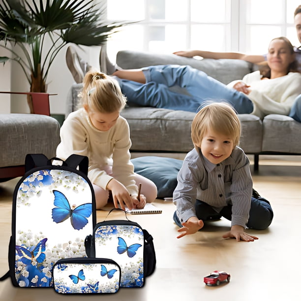 Mochila infantil con lonchera y estuche | Útiles escolares de 3 piezas para niños y niñas | Mochila de gran capacidad con compartimento para portátil | Correas ajustables y espalda acolchada |