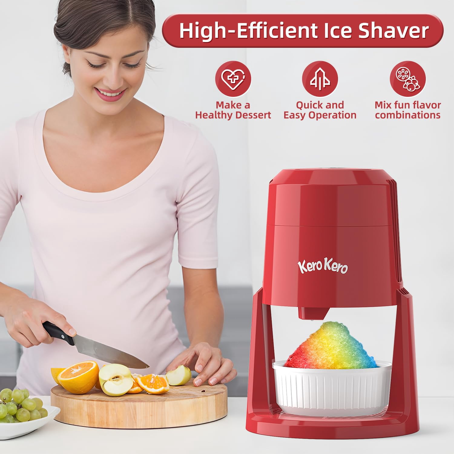 Professional Shaved Ice : RX03 Electric Snow Cone Maker & ICEE  for Home, 60W Power, 120V  Voltage, Create Fluffy Ice Snow Cones, Slushies and  Treats-Red