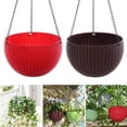 thumbnail image 4 of Ikemiter Rattan Plastic Hanging Basket Planter with Chain Hanger and Hook, 1 Count, 4 of 6