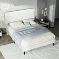 thumbnail image 3 of Einfach Queen Faux Leather Platform Bed Frame with Diamond Button-tufted Headboard, White, 3 of 10